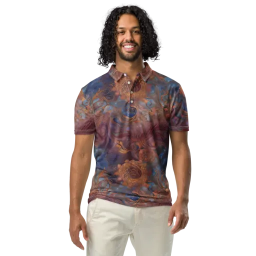 Embervine Reverie on a Men's Slim Fit Polo Shirt