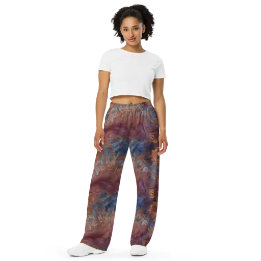 Embervine Reverie on a Wide-Leg Pants