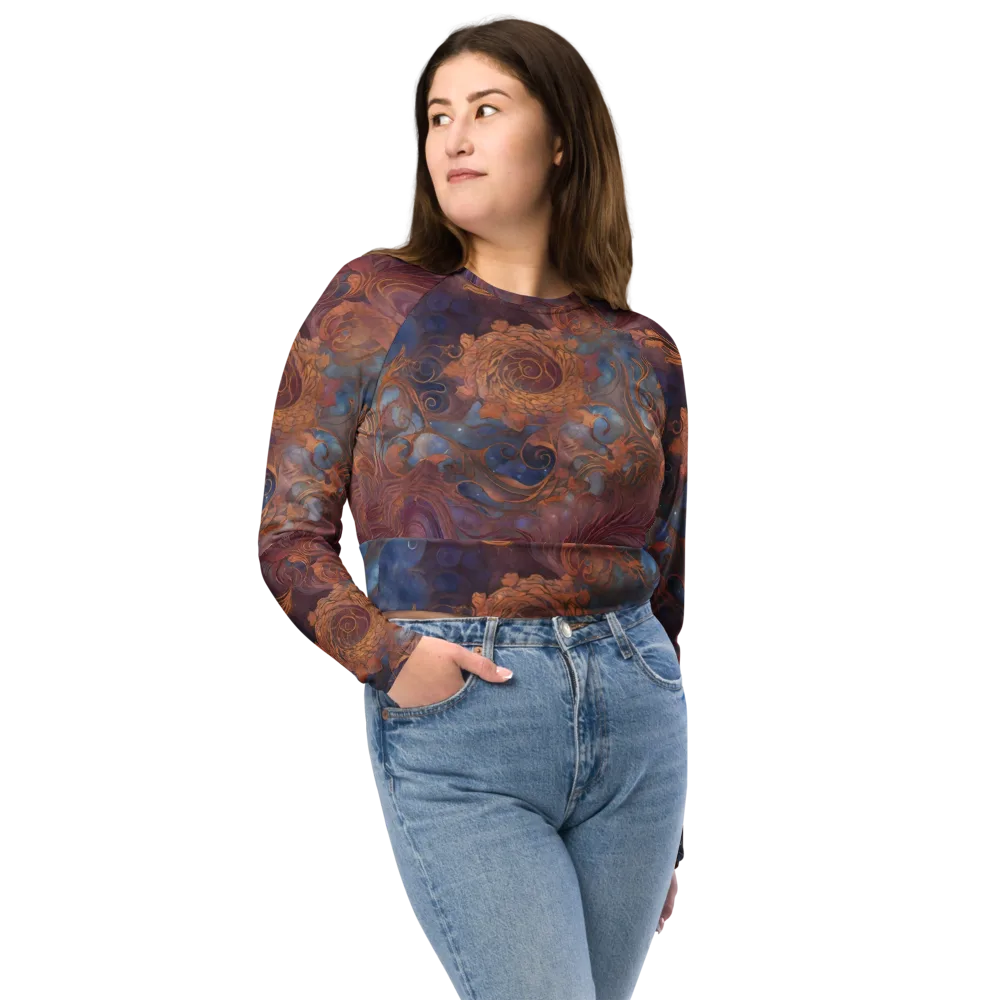Embervine Reverie on Long Sleeve Crop Top — Front