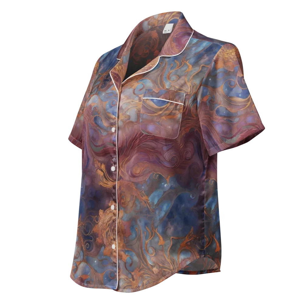 Embervine Reverie on Women's Short Sleeve Pajama Top — Left Front