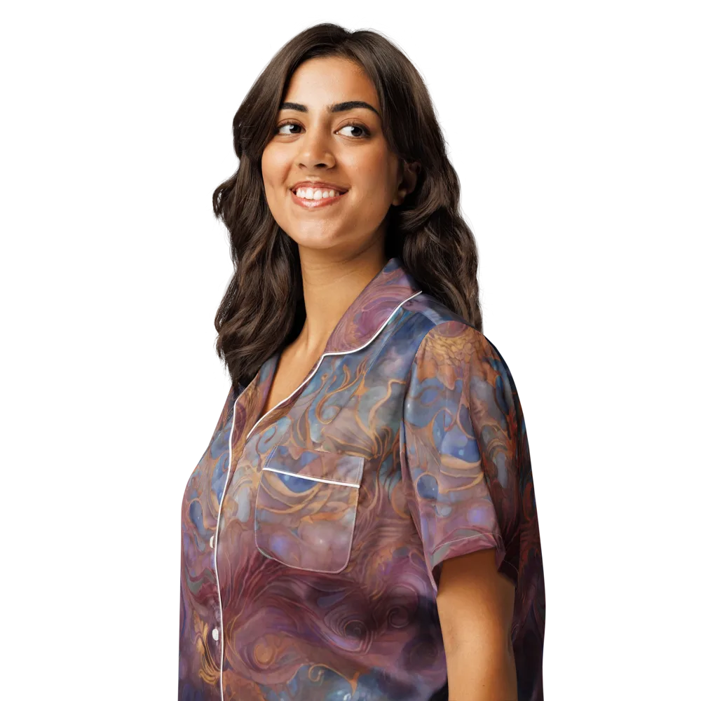 Embervine Reverie on Women's Short Sleeve Pajama Top — Left Front