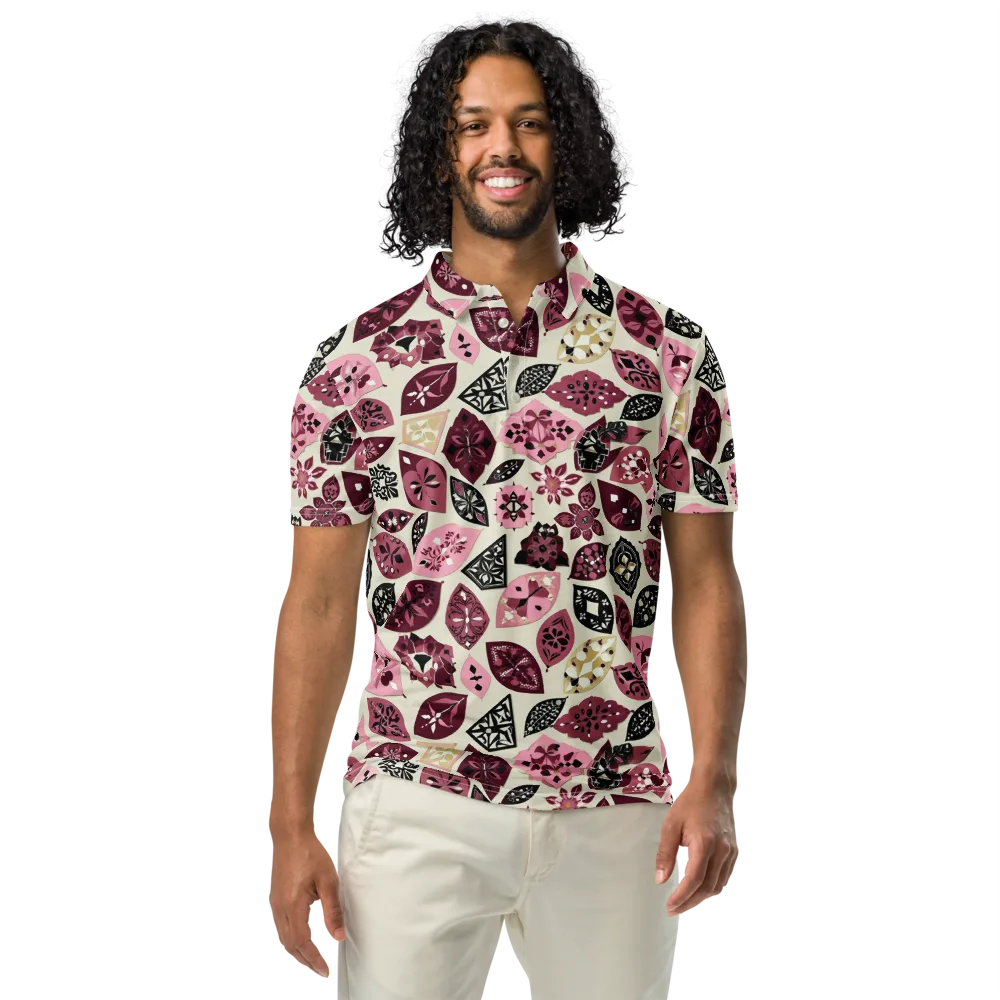 Petal Mosaic on Men's Slim Fit Polo Shirt — Front