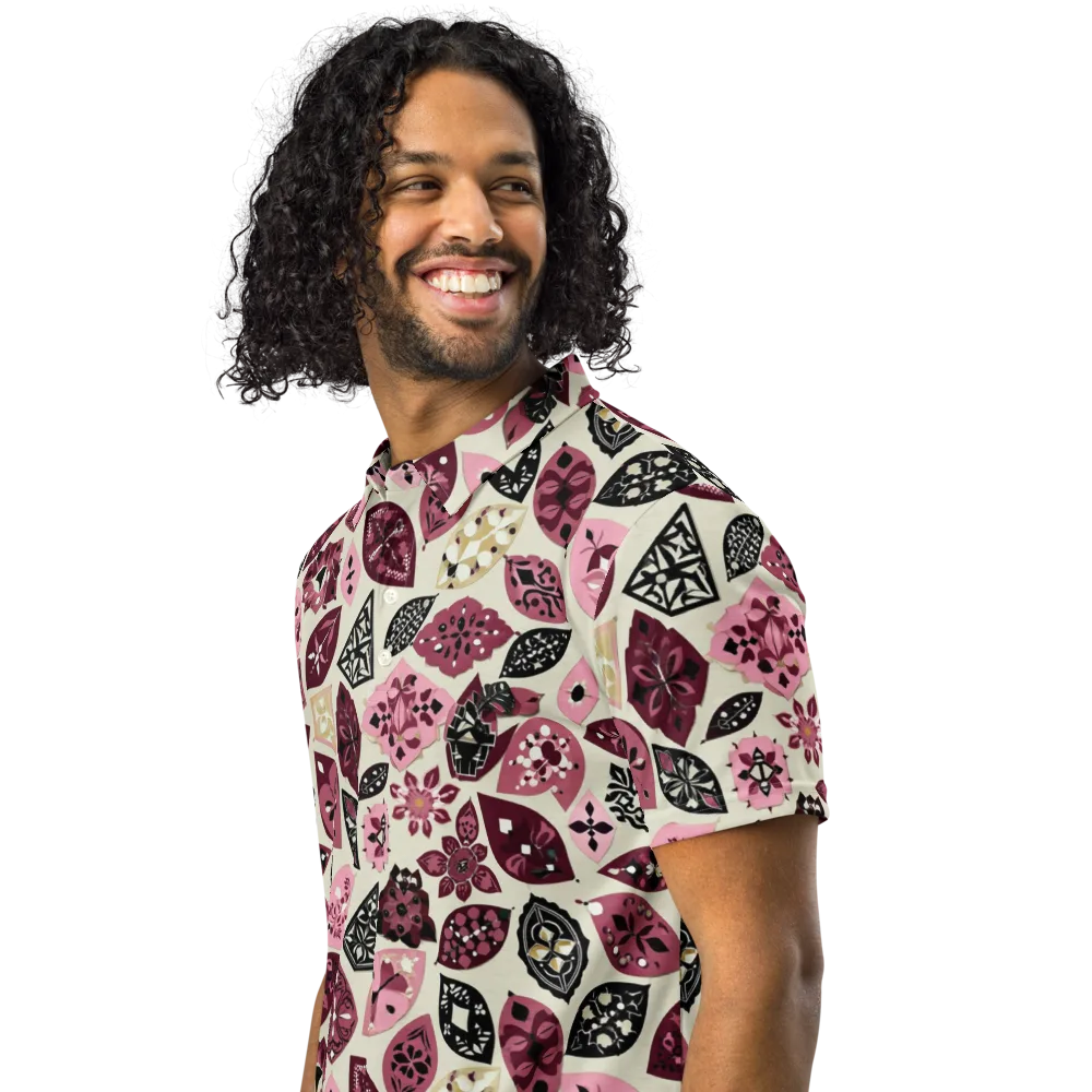 Petal Mosaic on Men's Slim Fit Polo Shirt — Left Front