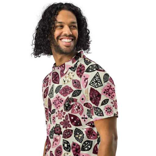 Petal Mosaic on a Men's Slim Fit Polo Shirt