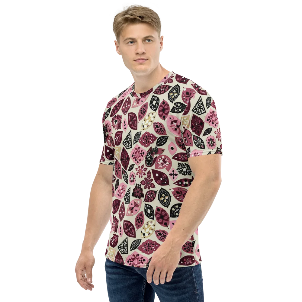 Petal Mosaic on Men's Crew Neck T-Shirt — Left