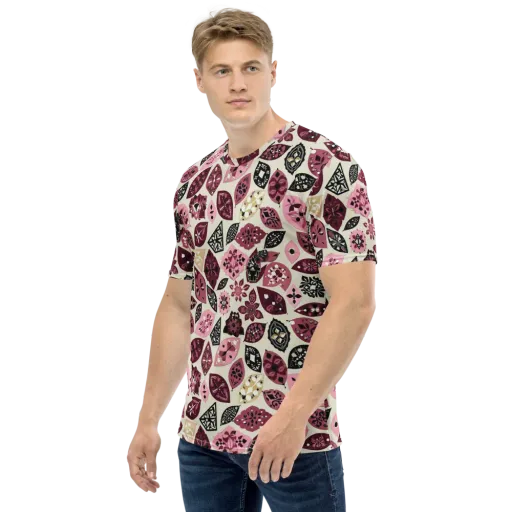 Petal Mosaic on a Men's Crew Neck T-Shirt