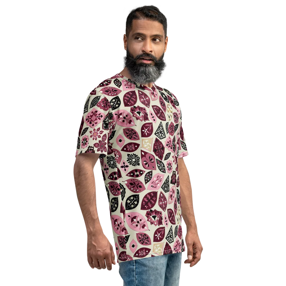 Petal Mosaic on Men's Crew Neck T-Shirt — Right