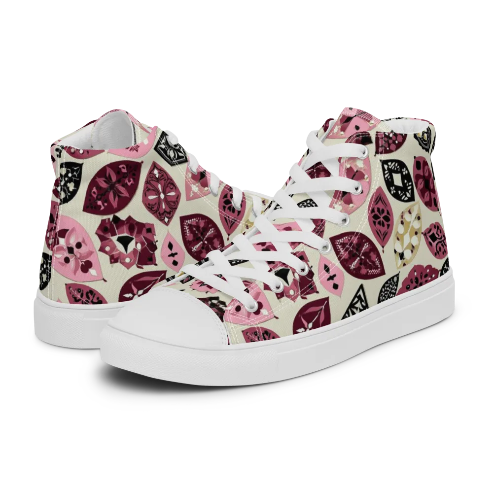 Petal Mosaic on Men's High Top Canvas Shoes — Left