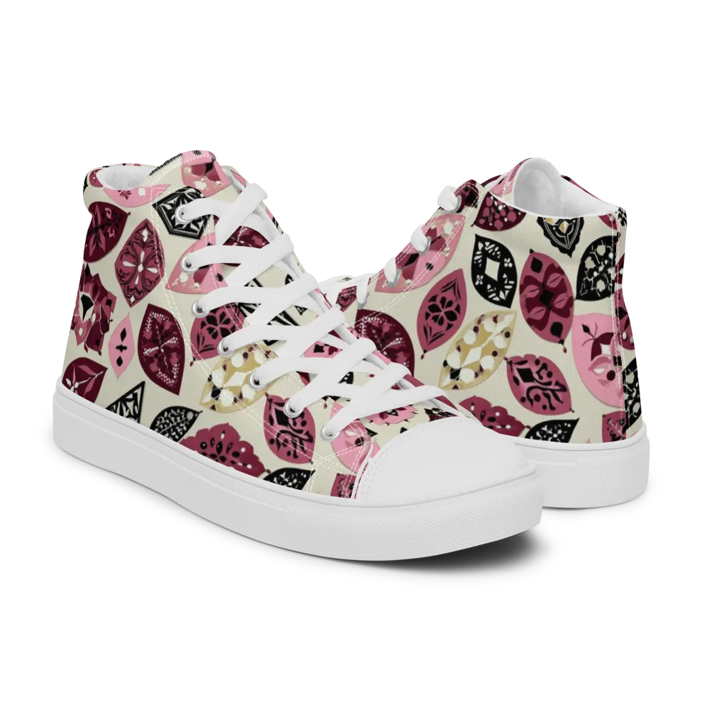 Petal Mosaic on Men's High Top Canvas Shoes — Right