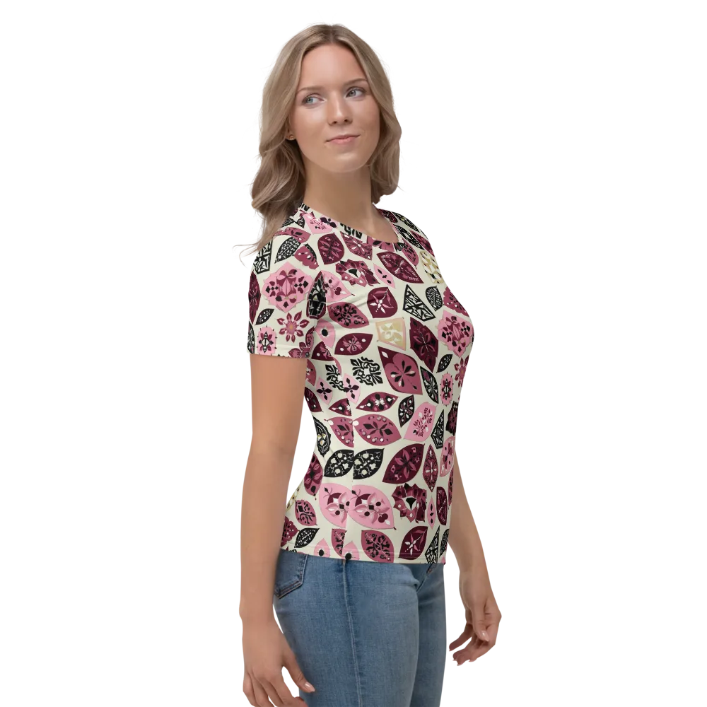 Petal Mosaic on Women's Crew Neck T-Shirt — Right