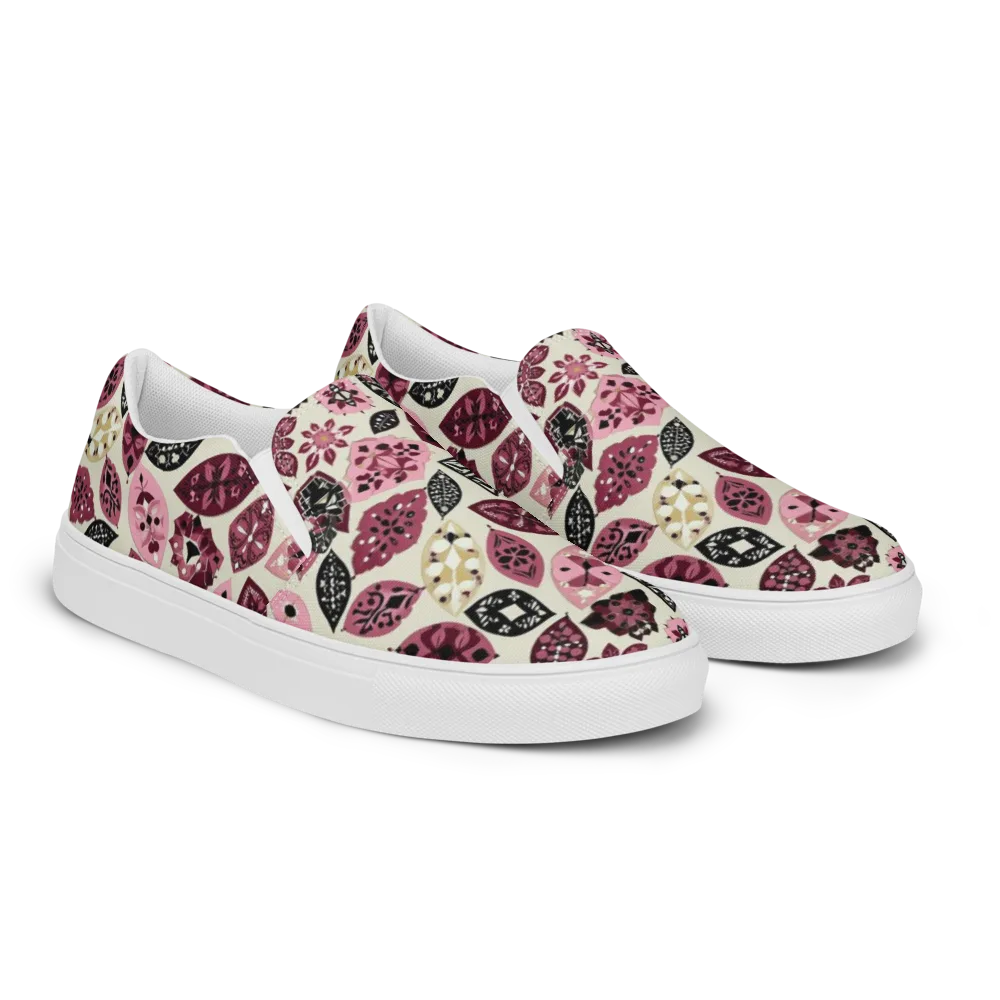 Petal Mosaic on Men's Slip-On Canvas Shoes — Right Front