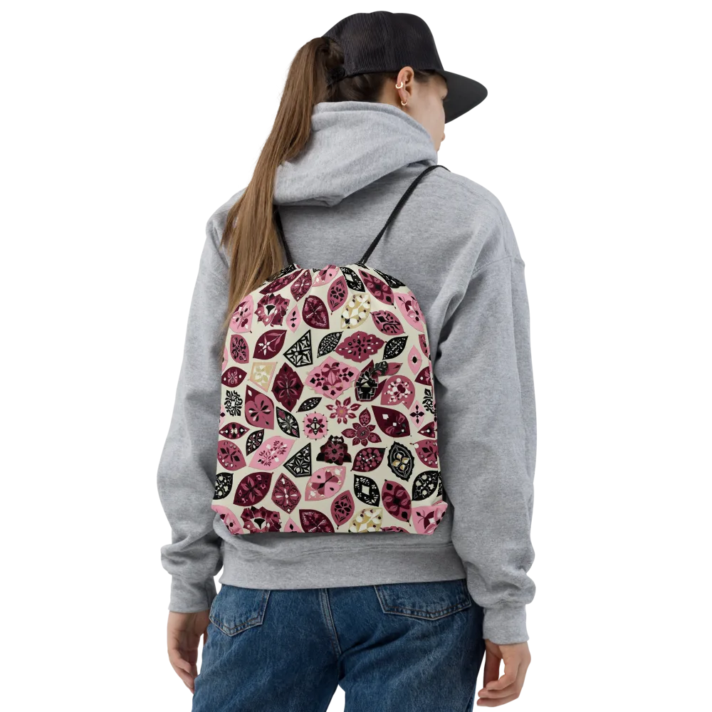 Petal Mosaic on Drawstring Bag — Front