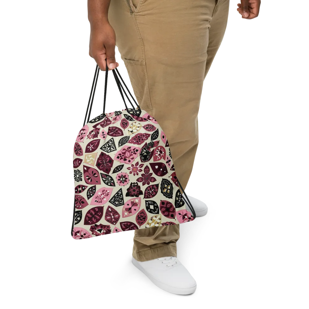 Petal Mosaic on Drawstring Bag — Front