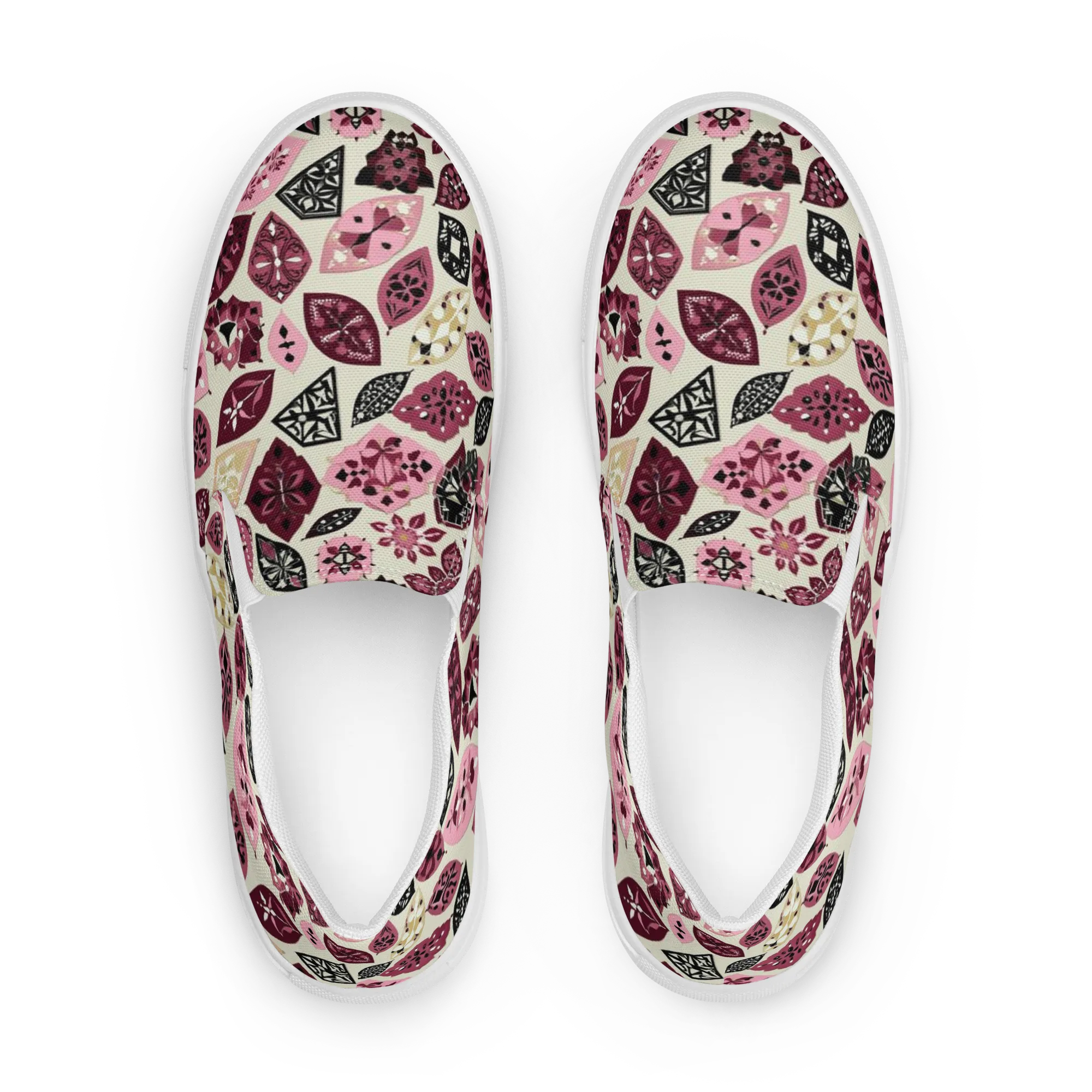 Petal Mosaic on Women's Slip-On Canvas Shoes — Front