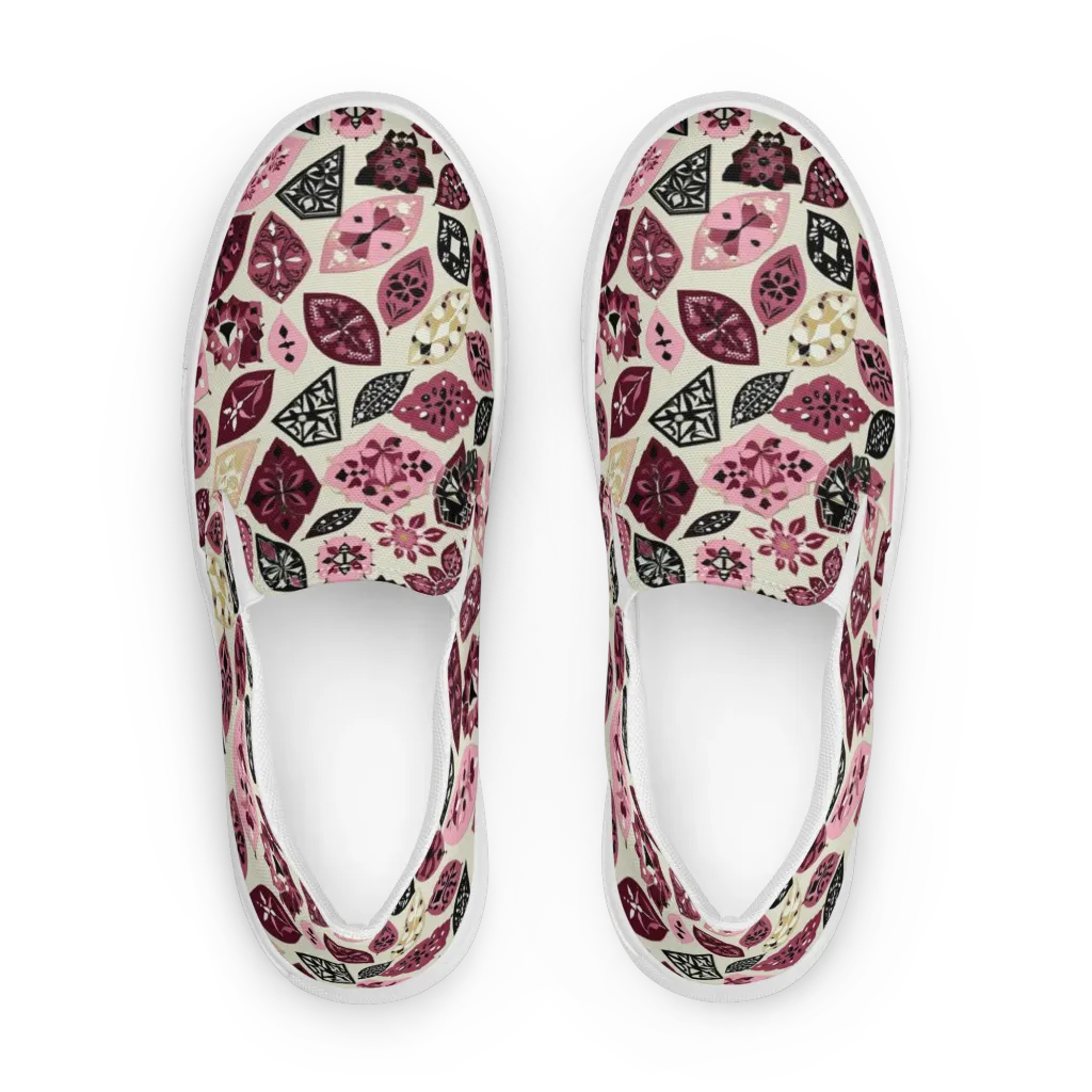Petal Mosaic on Women's Slip-On Canvas Shoes — Front