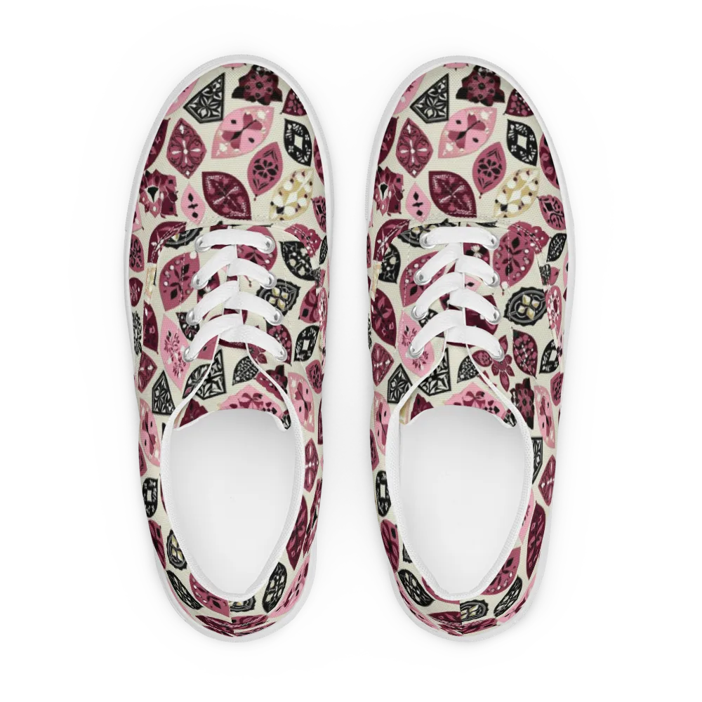 Petal Mosaic on Men's Lace-Up Canvas Shoes — Front