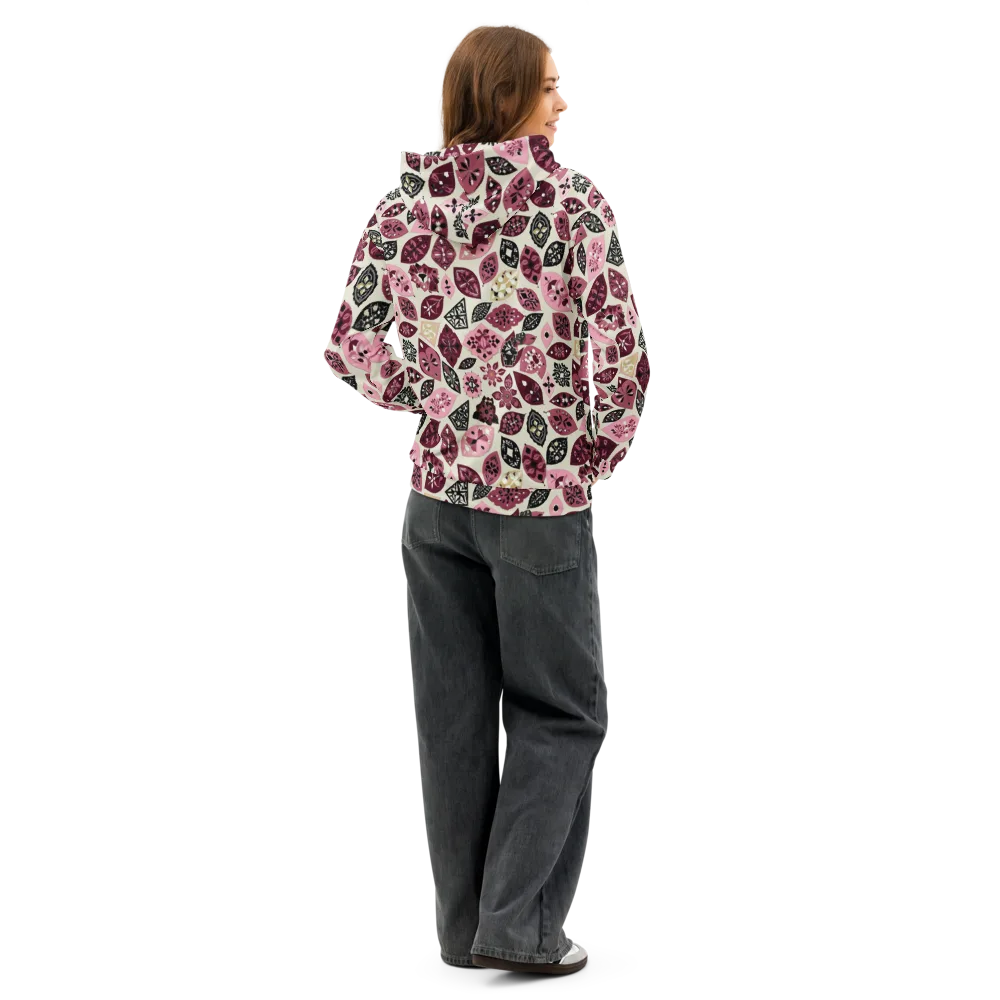 Petal Mosaic on Cotton Hoodie — Back