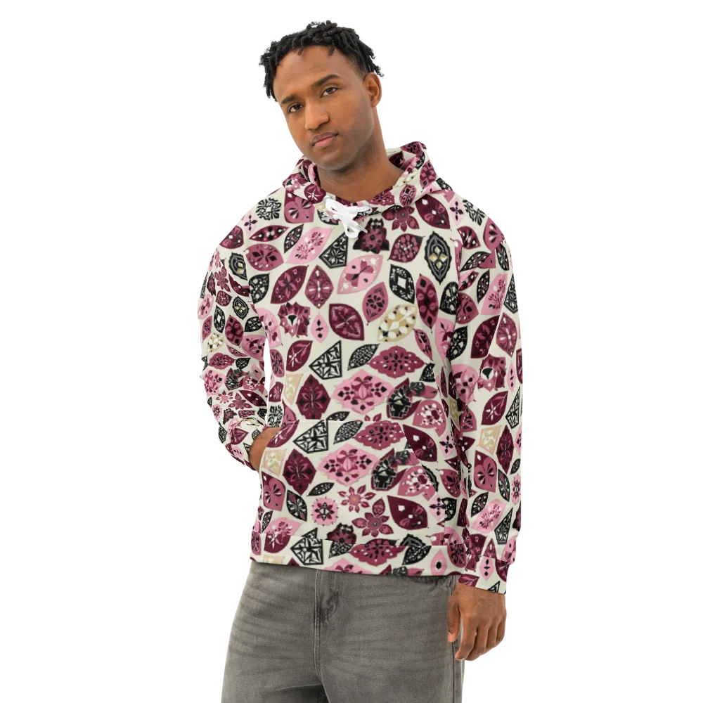 Petal Mosaic on Cotton Hoodie — Left Front