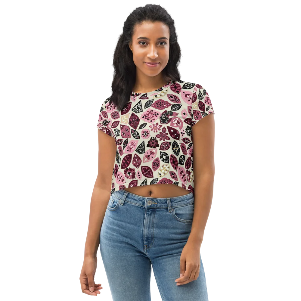 Petal Mosaic on Crop Tee — Front