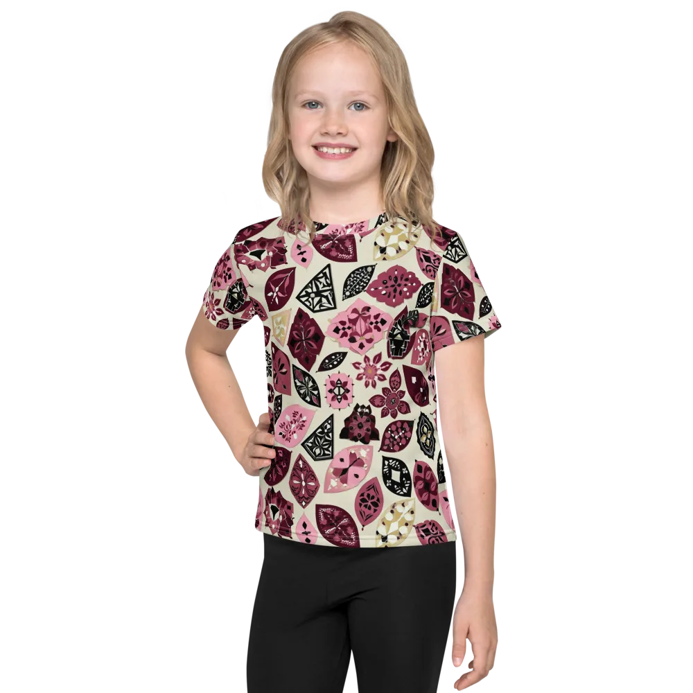 Petal Mosaic on Kids Crew Neck T-Shirt — Front