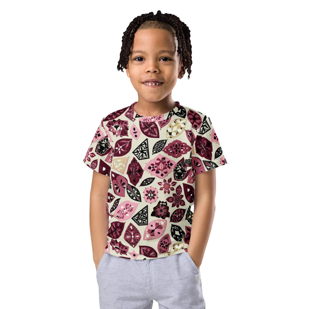 Petal Mosaic on Kids Crew Neck T-Shirt — Front