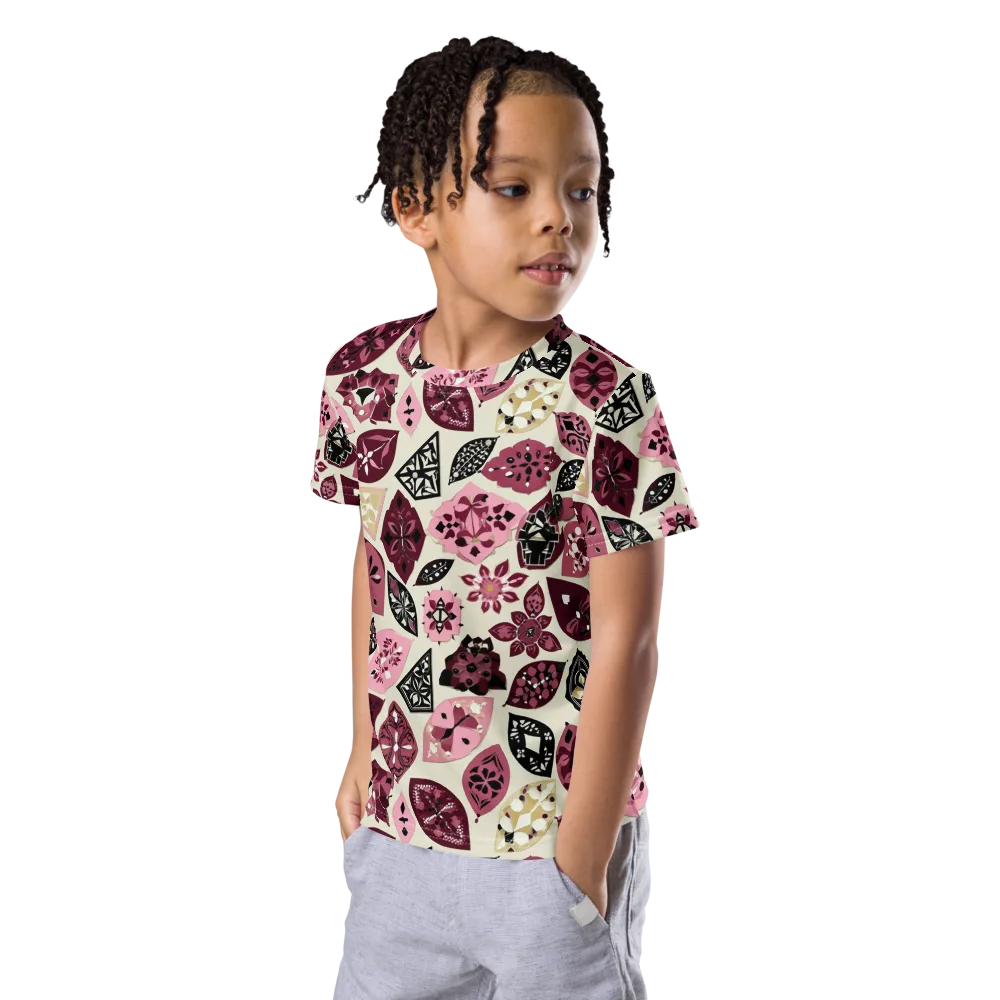 Petal Mosaic on Kids Crew Neck T-Shirt — Left Front