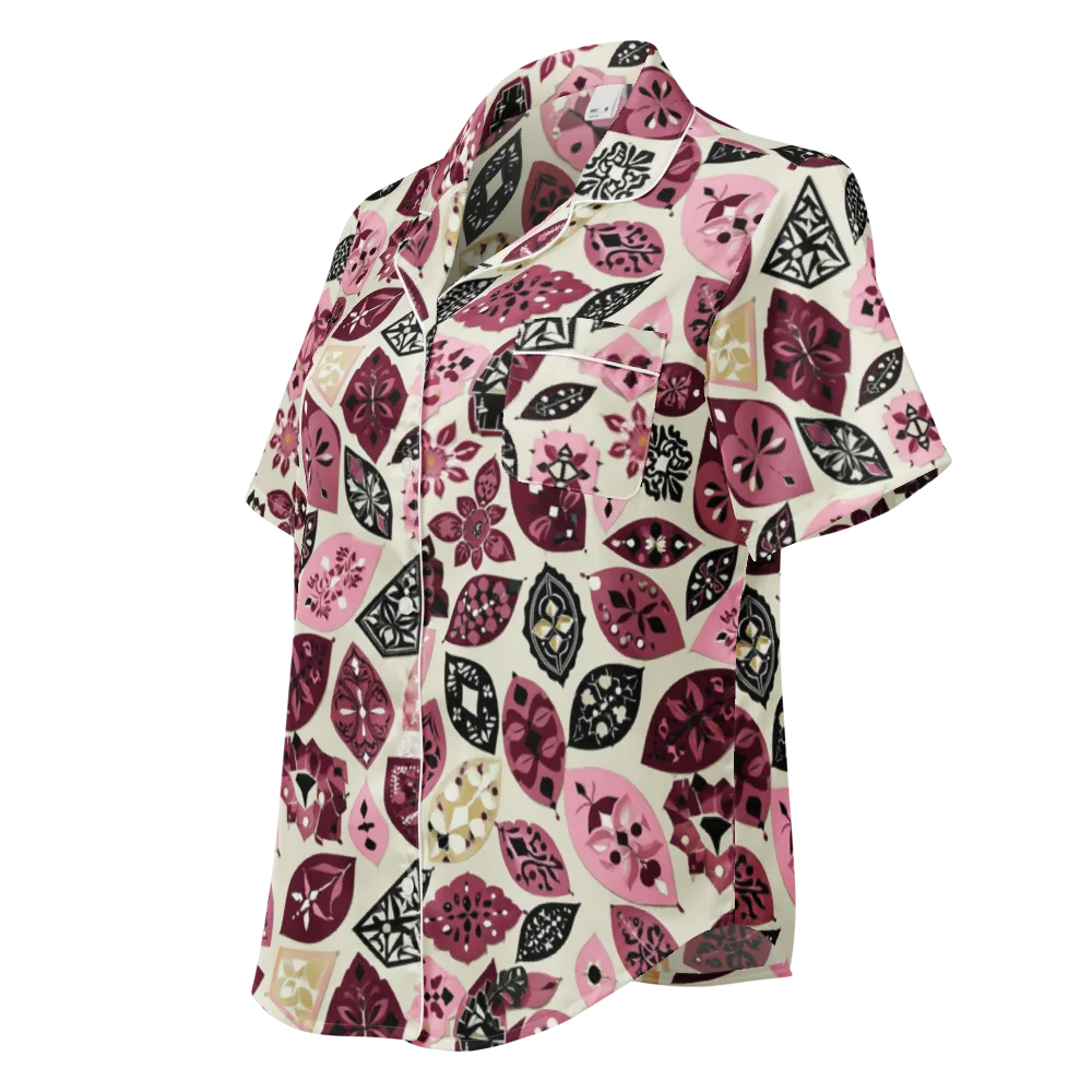 Petal Mosaic on Women's Short Sleeve Pajama Top — Left Front