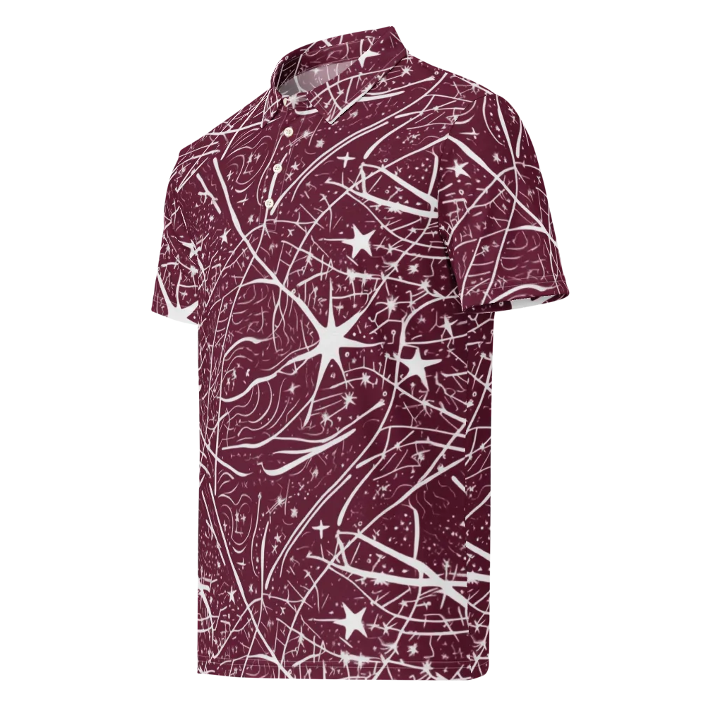 Burgundy Starfield on Men's Slim Fit Polo Shirt — Left Front
