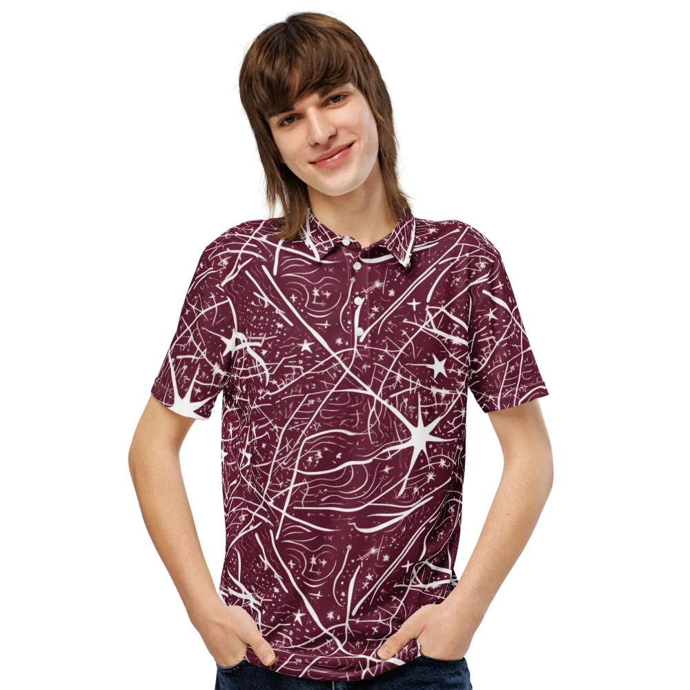 Burgundy Starfield on Men's Slim Fit Polo Shirt — Front