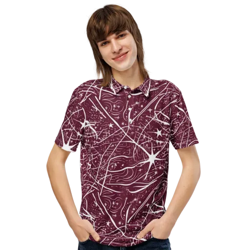 Burgundy Starfield on a Men's Slim Fit Polo Shirt