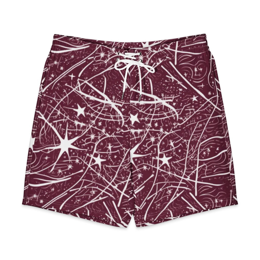 Burgundy Starfield on Men's Board Shorts — Front