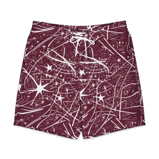Burgundy Starfield on a Men's Board Shorts