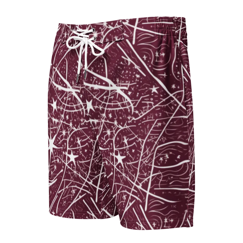 Burgundy Starfield on Men's Board Shorts — Front
