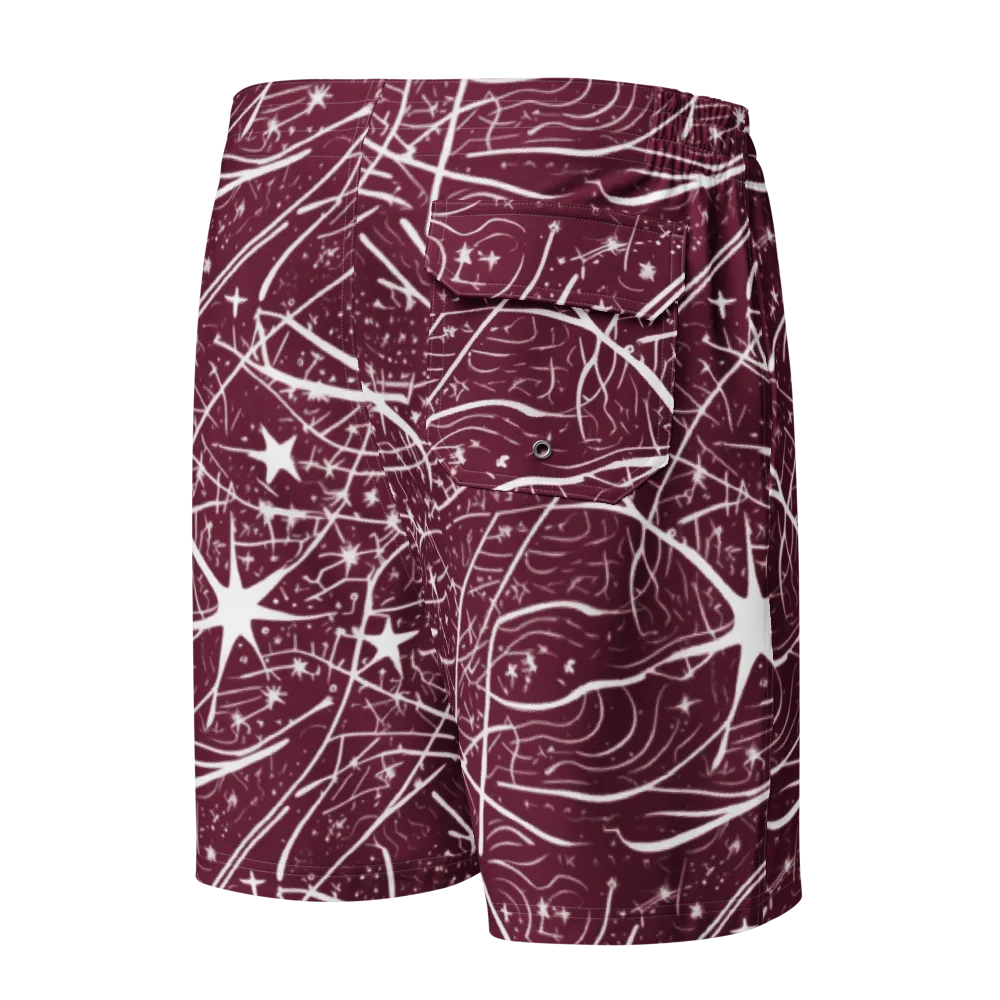 Burgundy Starfield on Men's Board Shorts — Back
