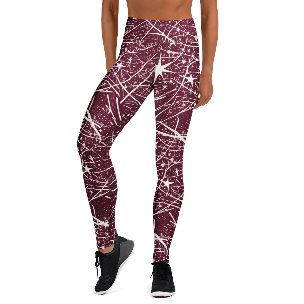 Burgundy Starfield on Yoga Leggings — Front