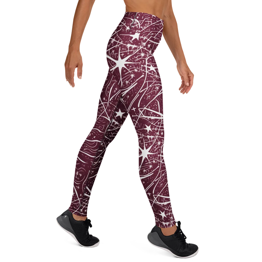 Burgundy Starfield on Yoga Leggings — Right