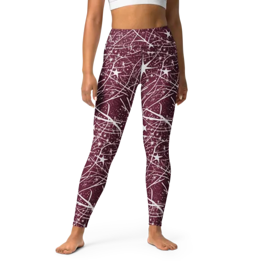 Burgundy Starfield on a Yoga Leggings