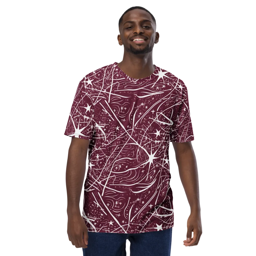 Burgundy Starfield on Men's Crew Neck T-Shirt — Front