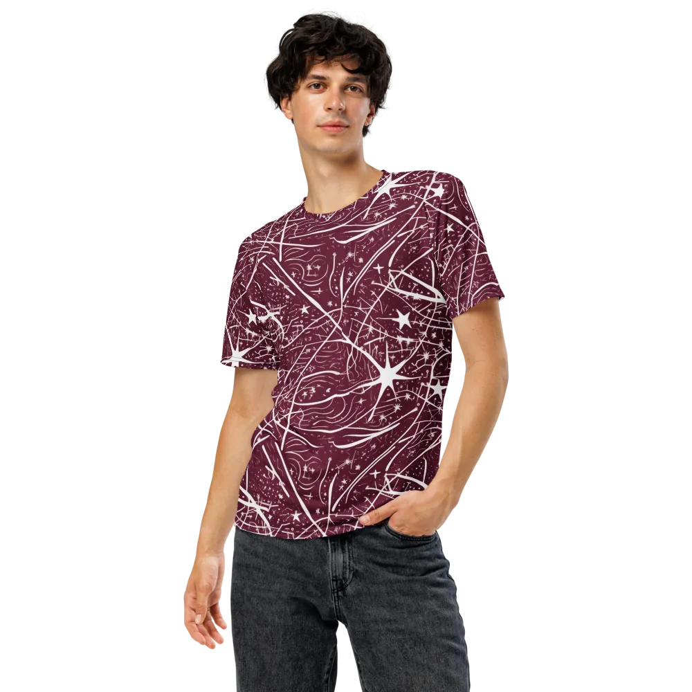 Burgundy Starfield on Men's Crew Neck T-Shirt — Front