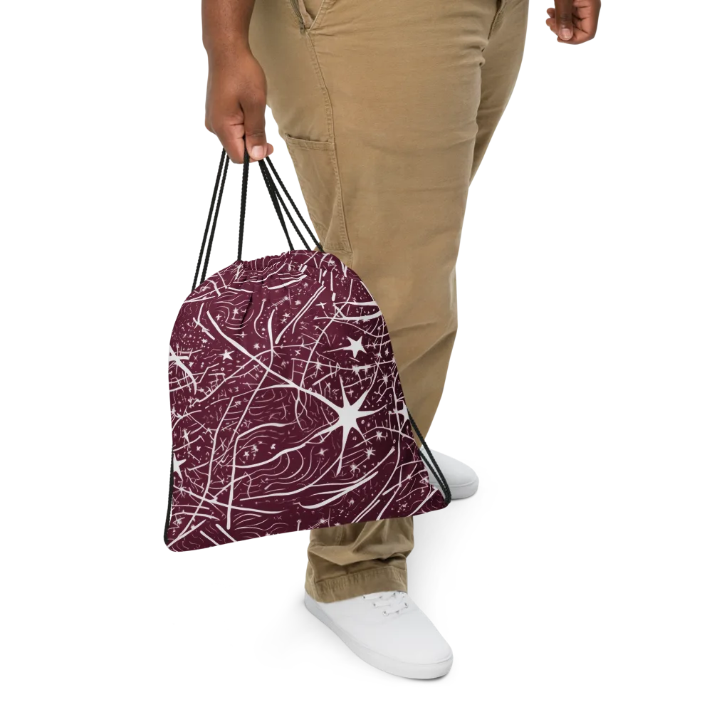 Burgundy Starfield on Drawstring Bag — Front