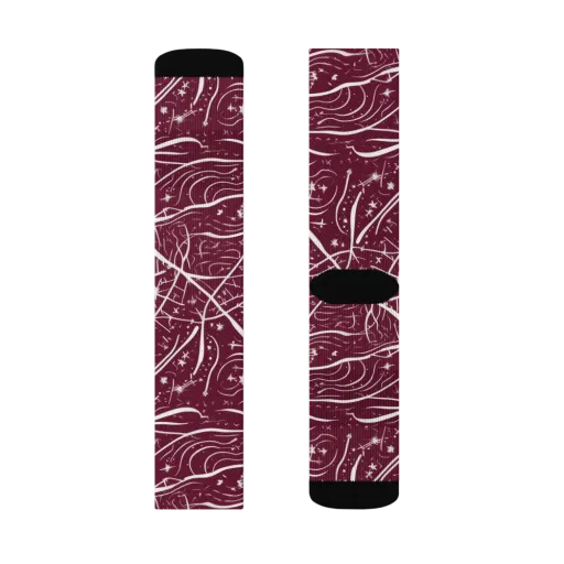 Burgundy Starfield on a Socks