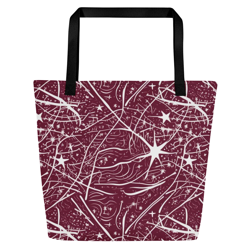 Burgundy Starfield on Large Tote Bag W/ Pocket — Front