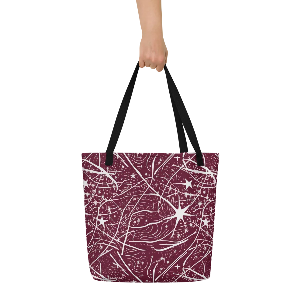 Burgundy Starfield on Large Tote Bag W/ Pocket — Front