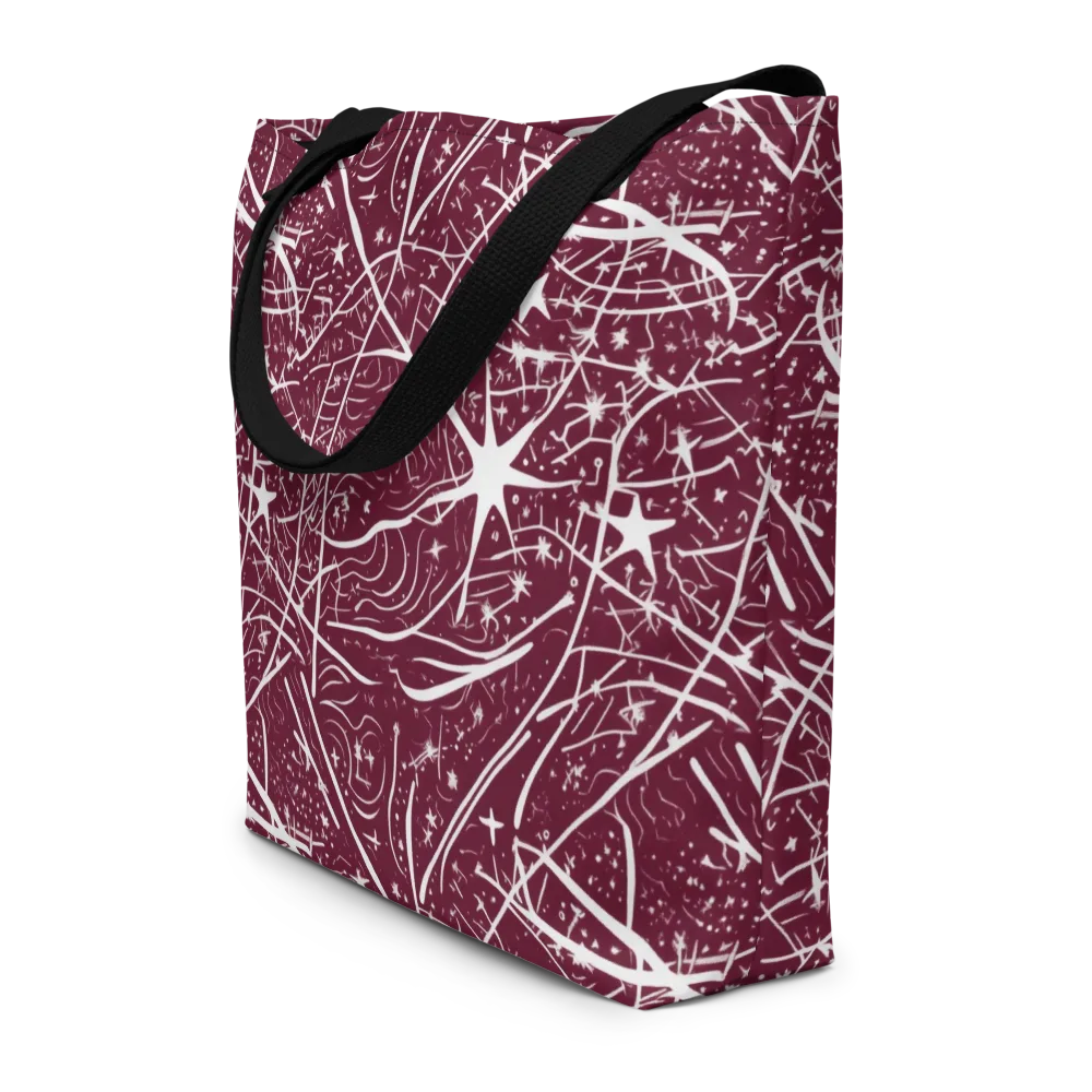 Burgundy Starfield on Large Tote Bag W/ Pocket — Front