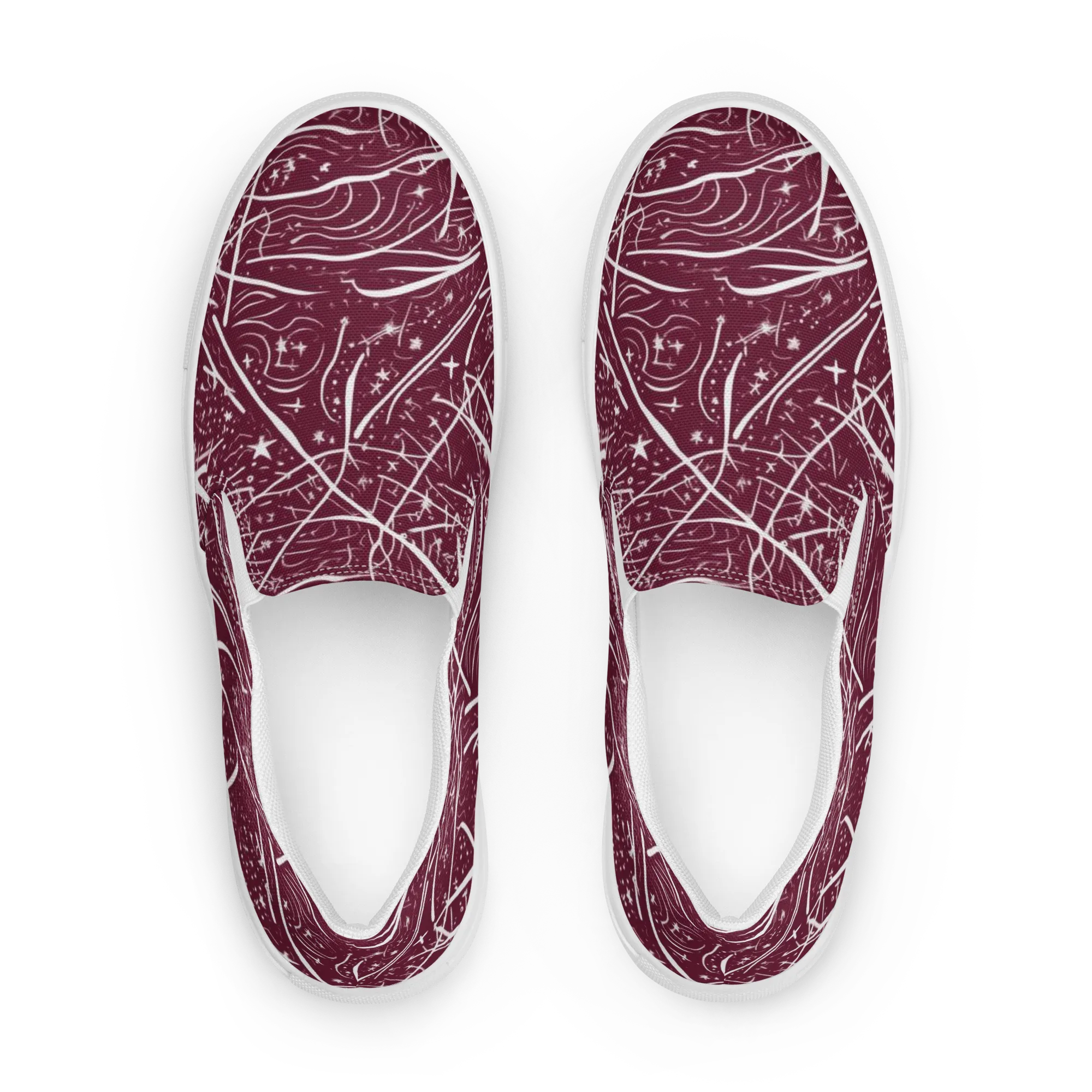 Burgundy Starfield on Women's Slip-On Canvas Shoes — Front