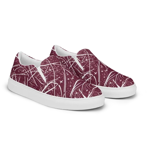 Burgundy Starfield on a Women's Slip-On Canvas Shoes