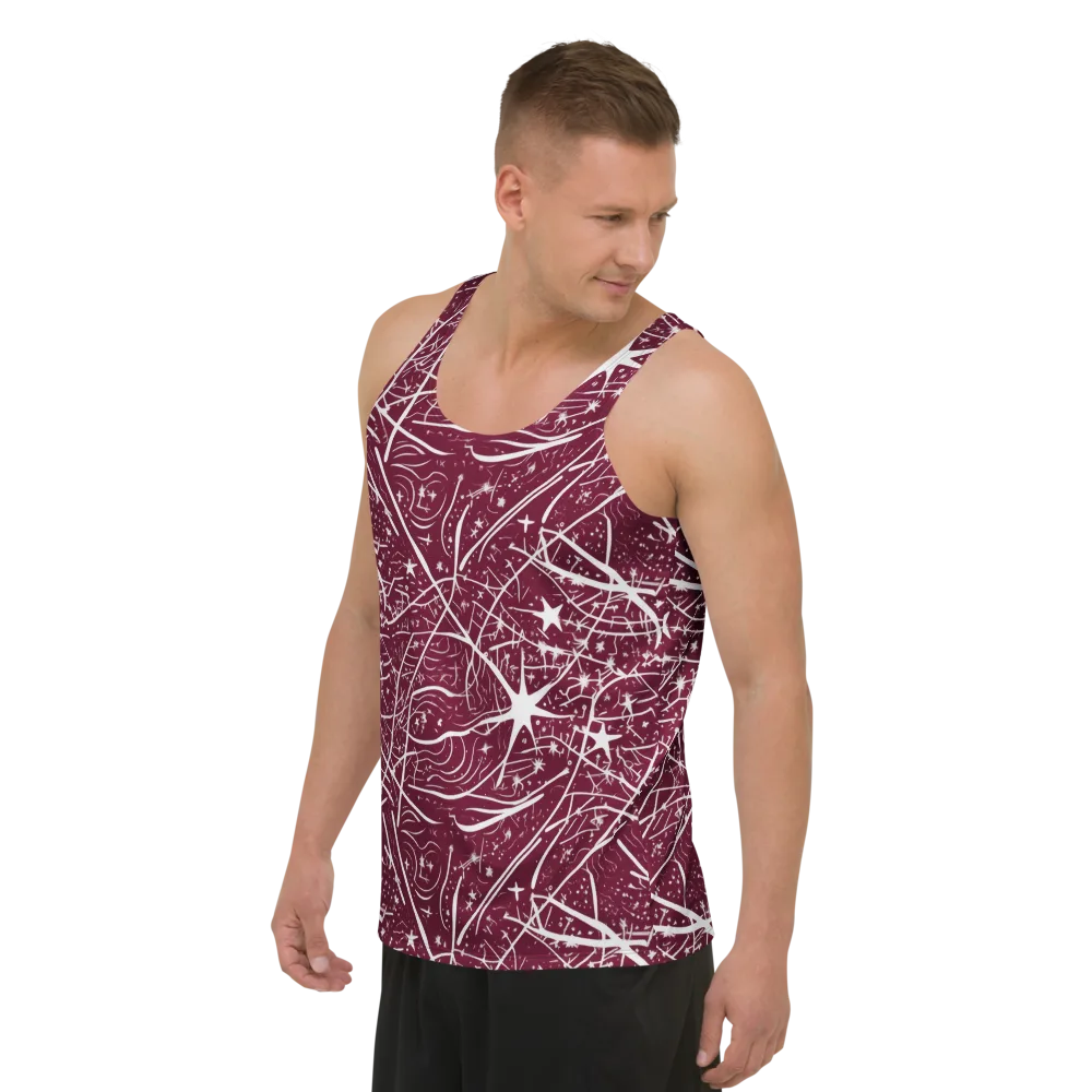 Burgundy Starfield on Men's Tank Top — Left Front