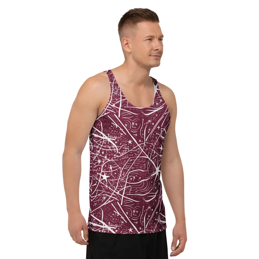 Burgundy Starfield on Men's Tank Top — Right Front