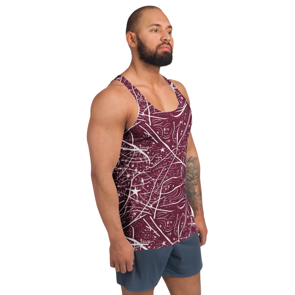 Burgundy Starfield on Men's Tank Top — Right Front