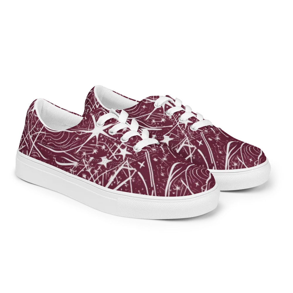 Burgundy Starfield on Men's Lace-Up Canvas Shoes — Right Front